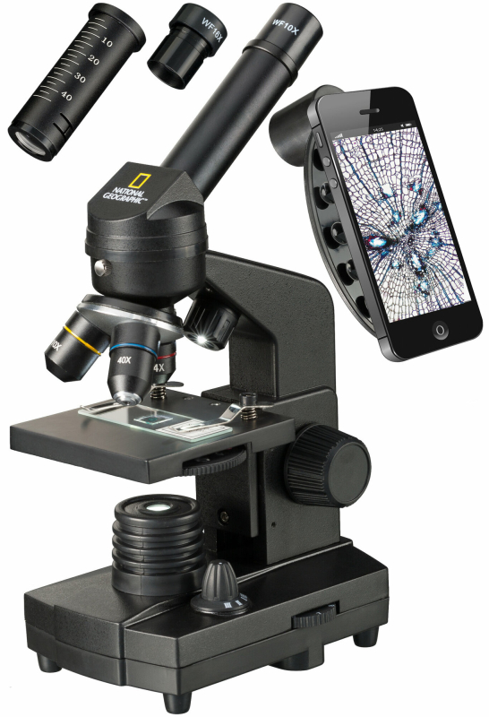 Купить Микроскоп Bresser National Geographic 40x-1280x с держателем для смартфона (9039001)